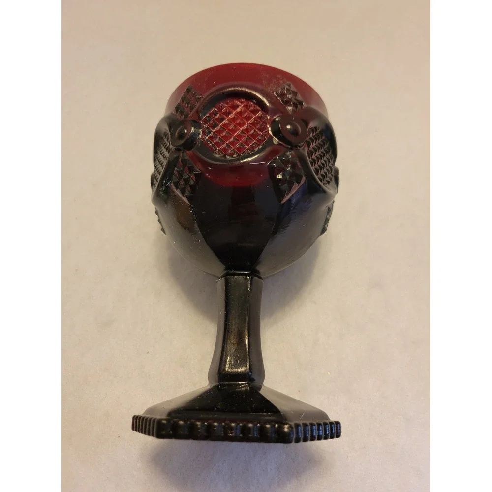 Avon Vintage Ruby Red Glass 1876 Cape Cod Water Goblet Candle Holder